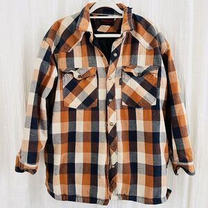 Vintage Five Brother Orange & Blue 100% Cotton Quilted Lined Jacket - Mens Large